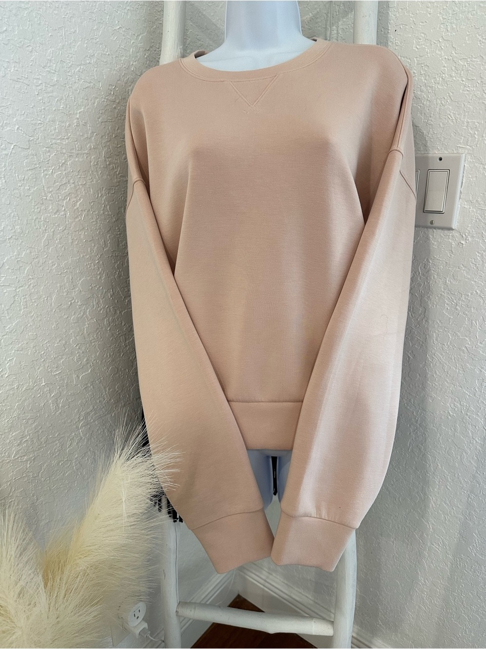 Spanx Airessentials Neutral Blush Crewneck Sweatshirt Sz XL